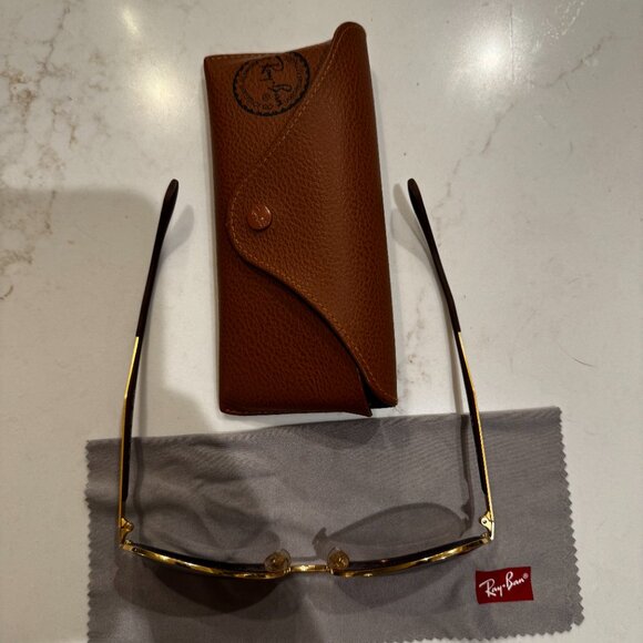 Ray-Ban Men’s Gold Aviator Sunglasses – Polarized Brown Lenses – Like New - Picture 2 of 6